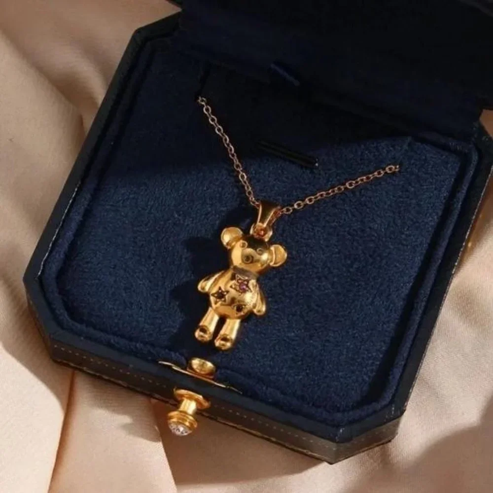 NEW 18K GOLD BEAR PENDANT NECKLACE - Picture 4 of 5